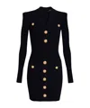 Balmain Mini Black Dress With Golden Buttons In Stretch Viscose Woman In Black