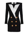 Balmain Two-tone Crepe Mini Blazer Dress In Black