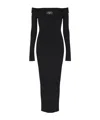 Balmain Double Collar Knit Zipped Midi Dress In Black