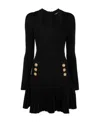 Balmain Viscose-blend Knit Mini Dress In Black