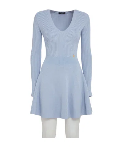Balmain Ribbed-knit Mini Dress In 6ac Transparent