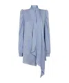Balmain Snakeskin Silk Tie Dress Woman Mini Dress Blue Size 8 Silk In Blue