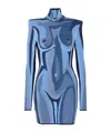 Balmain Body Print Trompe Loeil Knit Mini Dress In Blue