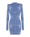 Balmain Knitted Jacquard Mini Dress - Women's - Viscose/polyester/polyamide In Blue