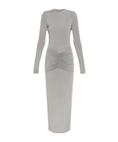 Balmain Ruched Stretch-jersey Maxi Dress In White