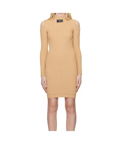 Balmain Long-sleeved Dress In Nude