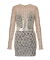 Balmain Embellished Beaded Minidress In Silver