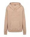 Balmain Logo-embroidered V-neck Cotton Hoodie In Nude