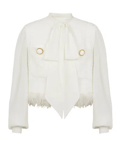 Balmain Sacai Sacai Short Dress With Contrasting Pleated Back In Neutral