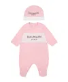 Balmain Long-sleeved Jumpsuit Hat Set In Pink