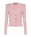 Balmain Button-detail V-neck Cardigan In Pink