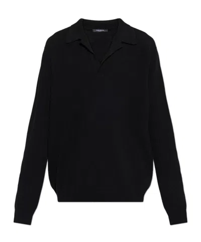 Balmain Long-sleeved Knitted Shirt In Black