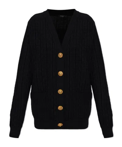 Balmain Long-sleeved Knitted Shirt In Black