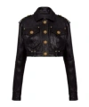 Balmain Black Quilted Leather Cropped Jacket In Black