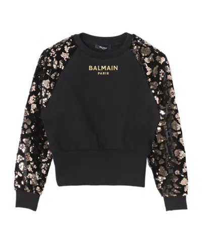 Balmain Long-sleeved Logo Pullover In Black
