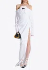 Balmain Long-sleeved Maxi Bustier Dress In White