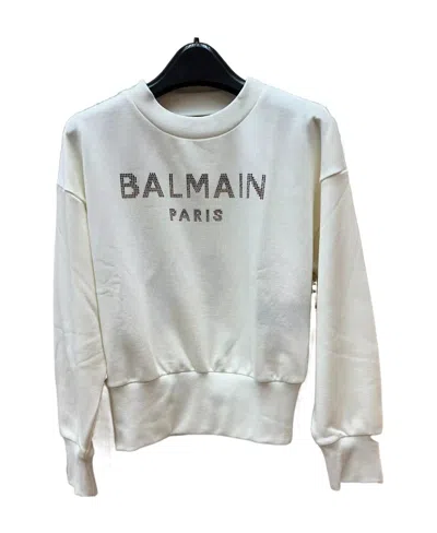 Balmain Long-sleeved Round-neck Sweater In Gray