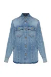 Balmain Point-collar Denim Shirt In Blue