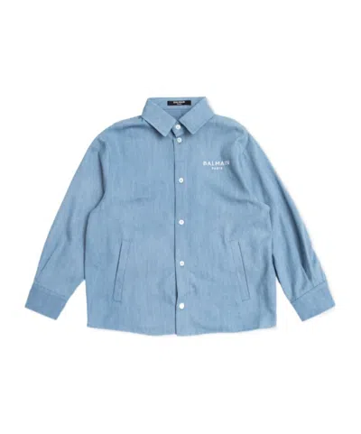 Balmain Long-sleeved Shirt In Blue