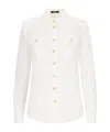 Balmain Button-embellished Silk Crepe De Chine Shirt In White
