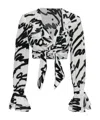 Balmain Love Letter Print Silk Cropped Top In White