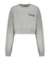 Balmain Cropped Logo Sweatshirt Women In Gray