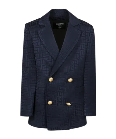 Balmain Kids' Long-sleeved Suit Coat In Black