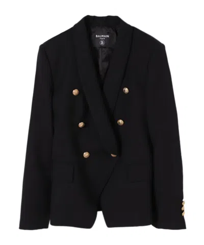 Balmain Long-sleeved Suit Coat In Black