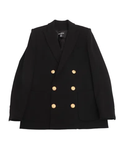 Balmain Long-sleeved Suit Coat In Black