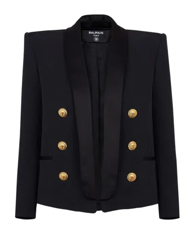 Balmain Boxy Wool Jacket In Black