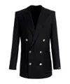 Balmain Double Breasted Tailored Wool Jacket In Black