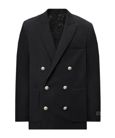 Balmain Long-sleeved Suit Coat In Black