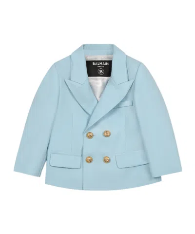 Balmain Long-sleeved Suit Coat In Blue