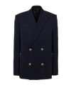 Balmain Long-sleeved Suit Coat In Blue