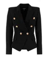 Balmain Wool Blazer With Flap Pockets And Gold-tone Buttons In Black