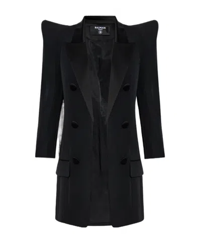 Balmain Long-sleeved Suit Jacket In Black
