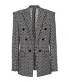 Balmain Oversized Monogrammed Blazer In Black