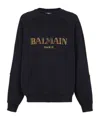 Balmain Logo Cotton Sweatshirt In Black