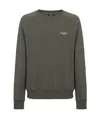 Balmain Cotton Crew Neck Sweatshirt With Moon Sleeve In Black