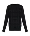 Balmain Black Chunky Diamond Jacquard Sweater In Black