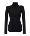 Balmain Embellished High-neck Long Sleeve Top In Black Velvet In Black