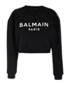 Balmain Women Logo Organic Cotton Cropped Sweatshirt In Black