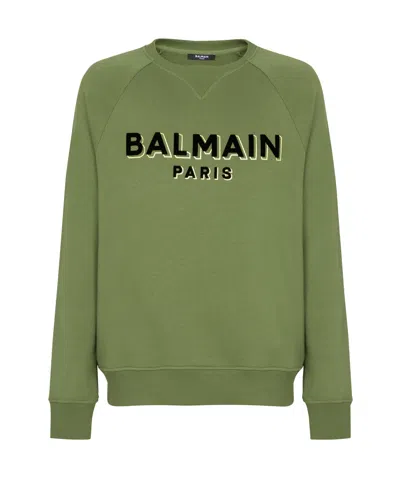 Balmain Long-sleeved Sweater In Green