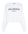 Balmain Cropped Sweatshirt With Logo Print And Buttons In White