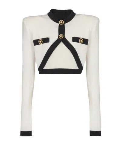 Balmain Long-sleeved Sweater In White