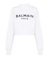Balmain Cropped Sweatshirt With Buttons In White