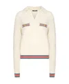 Balmain Button-embellished Striped Wool-blend Sweater In White