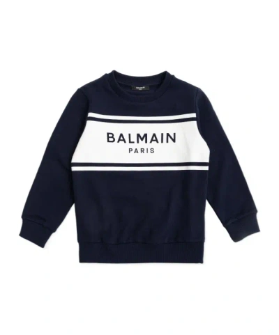 Balmain Kids' Long-sleeved Sweatshirt In Blue