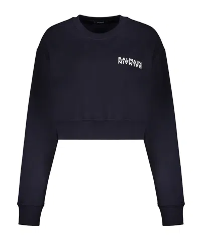 Balmain Long-sleeved Sweatshirt In Blue