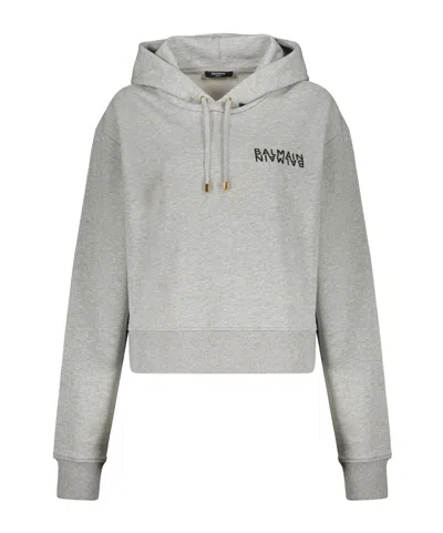 Balmain Long-sleeved Sweatshirt In Gray